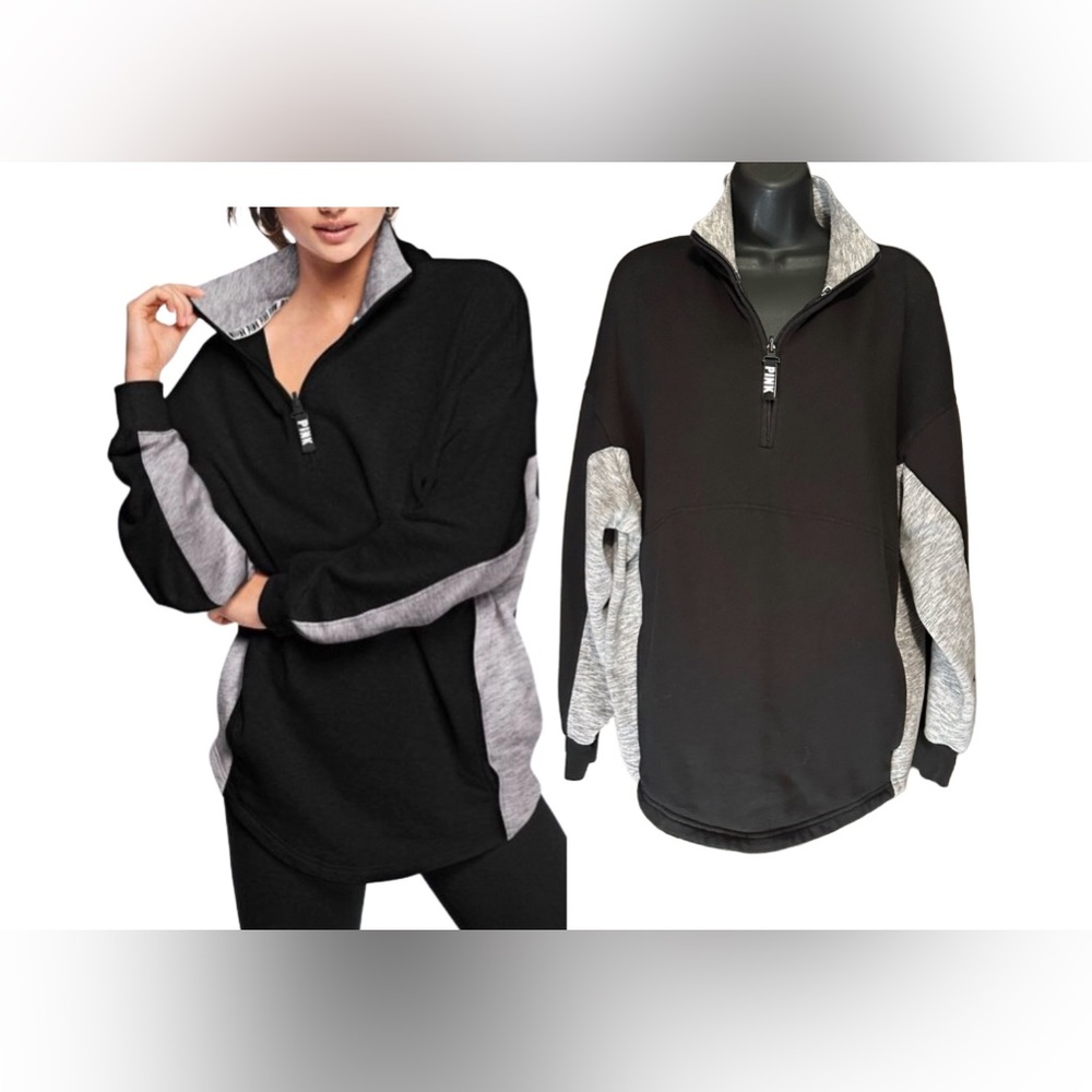 Victoria’s Secret PINK Colorblock Quarter-Zip Pullover Sweatshirt